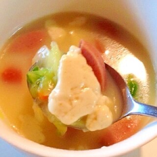 重曹でトロトロ豆腐の洋風スープ